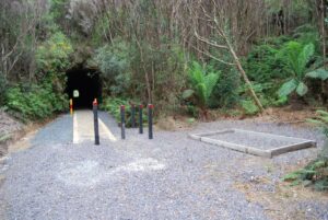 The Northern entrance of the tunnel with the beginnings of a structure, possibly an interpretive sign. (Dec 2010)