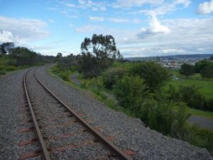 The disused railway to Tonganah, the Rocherlea Rail Trail and views toward Launceston