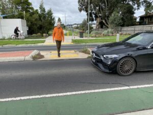 A pedestrian refuge makes crossing Blair St a little safer [2023]