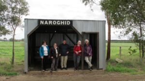 Basically Bushwalking Club relaxing at the reproduction Naroghid station shelter 200m down the track[2012]