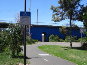 Forestville Reserve, the trail passes under the tram bridge in the distance - Oct 20