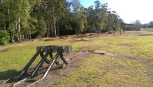 The former Atherton railway yards now have a pump track and shelter [2015]