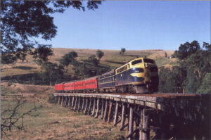 The same bridge in 1979. This was not a typical rural branch line, it had the same mainline locomotives as those that ran to Bendigo or Ballarat [courtesy John Dare]