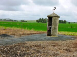 An old telephone pill box at Undalya siding, the railway closed long before radios made these redundant [2021]