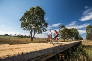 Cycling between Heyfield and Dawson [Gippsland Plains Rail Trail CoM 2014]