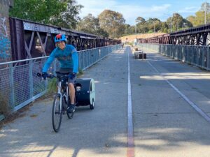 The Yarra River bridge looking south, a real feature of the rail trail [2022]