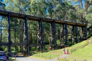 The Noojee Bridge was destroyed in the 1939 Black Friday bushfires but rebuilt before that year was out [2023]