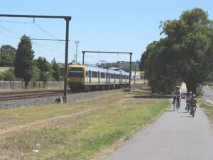 Riding beside the railway at Bayswater [2008]